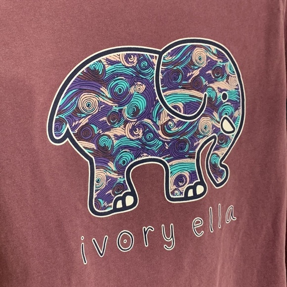 Ivory Ella Stary Night elephant Long sleeve T-shirt purple women’s small - Picture 5 of 5